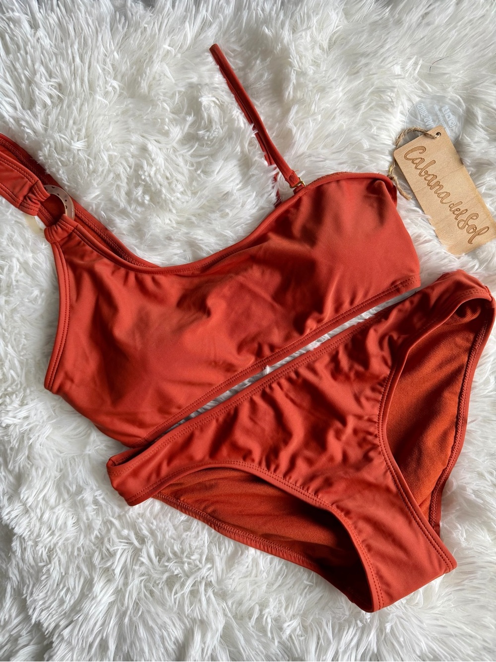 Cabana del Sol Rust Orange Bikini Set Small Padded 2 Piece MWT Summer Swim